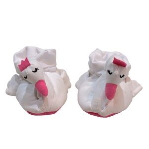 Adorable‎ White & Pink Swan Baby Booties Newborn